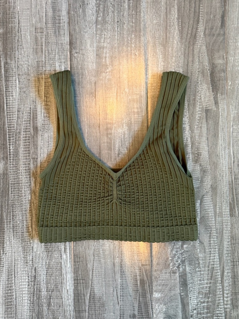Olive Knit Ribbed Bralette Top